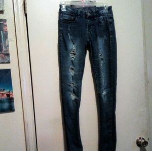 Womens junior wax distress stretch jeans sz1